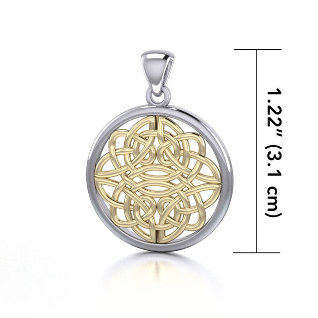Round Celtic Knotwork Sterling Silver Pendant Jewelry with Gold accent MPD4462