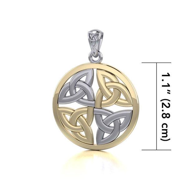 Celtic Trinity Quaternary Knot Silver and Gold Pendant MPD4637