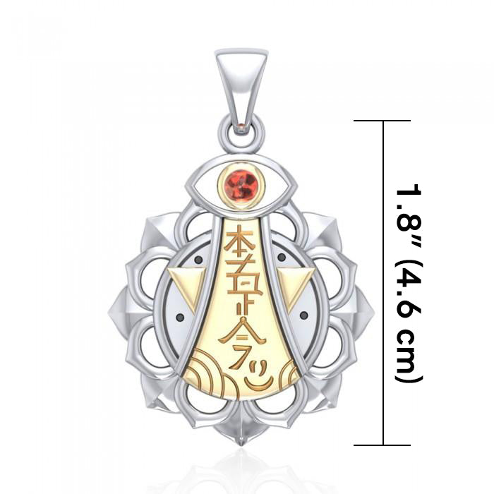 Chakra and Reiki Distance Healing Silver and Gold Pendant with Gemstone MPD4929
