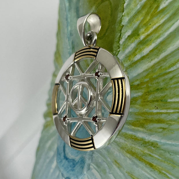 Peace Centralization Sterling Silver Pendant Jewelry with 14K Gold Vermeil Accent and Gemstones MPD5143