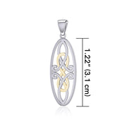 Celtic Woven Design in Oval Shape Silver and Gold Pendant MPD5233