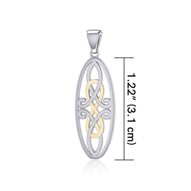 Celtic Woven Design in Oval Shape Silver and Gold Pendant MPD5233