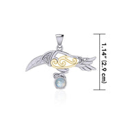 Celtic Spirit Raven with Gemstone Silver and Gold Pendant MPD5252