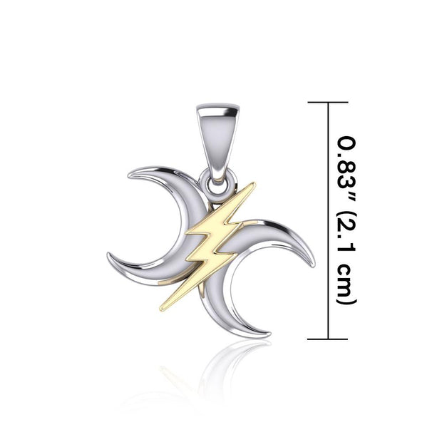 The Diagonal Power Moon Silver and Gold Pendant MPD5259