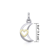 The Golden Heart in Crescent Moon Silver Pendant MPD5267
