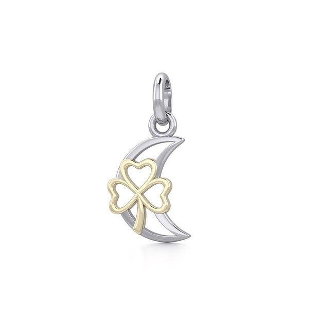 The Golden Shamrock in Crescent Moon Silver Pendant MPD5268