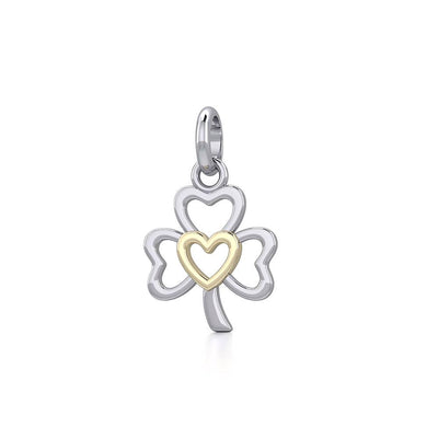 The Golden Heart in Shamrock Silver Pendant MPD5269