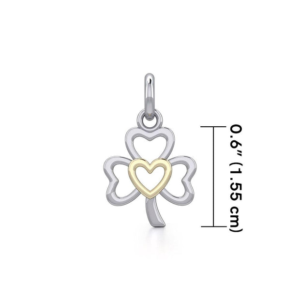 The Golden Heart in Shamrock Silver Pendant MPD5269