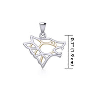 Geometric Wolf Silver and Gold Pendant MPD5270