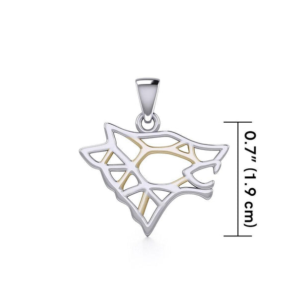 Geometric Wolf Silver and Gold Pendant MPD5270