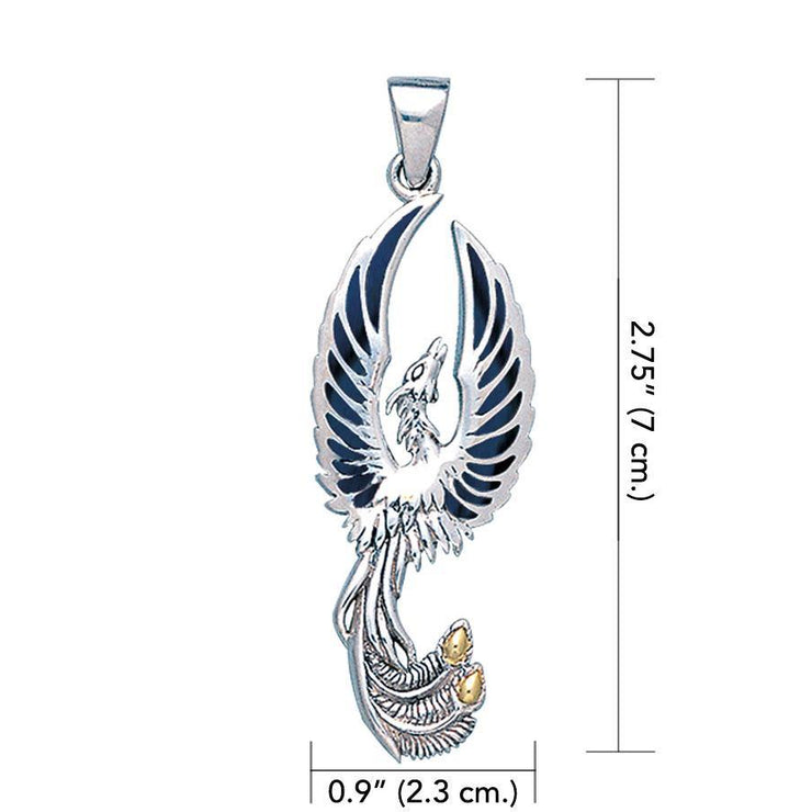 Alighting breakthrough of the Mythical Phoenix Silver and Gold Pendant MPD5680