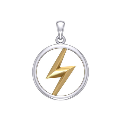 Zeus God Lightning Bolt Silver and Gold Large Pendant MPD5897