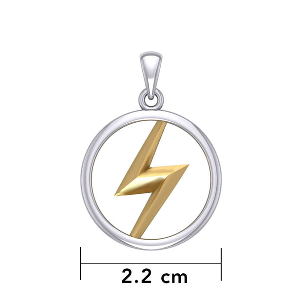 Zeus God Lightning Bolt Silver and Gold Large Pendant MPD5897