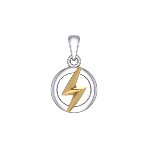 Zeus God Lightning Bolt Silver and Gold Pendant MPD5902