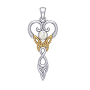 Celtic Infinity Goddess with Birthstone Silver and Gold Accents Pendant MPD5960