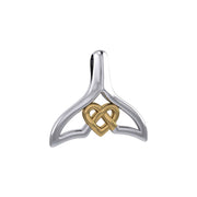 Whale Tail and Celtic Heart Silver with 14K Gold Accent Pendant MPD6050