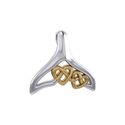 Celtic Whale Tail And Double Heart Silver With 14K Gold Accent Pendant MPD6054