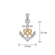 Celtic Heart With Anchor Silver With 14K Gold Accent Pendant MPD6056
