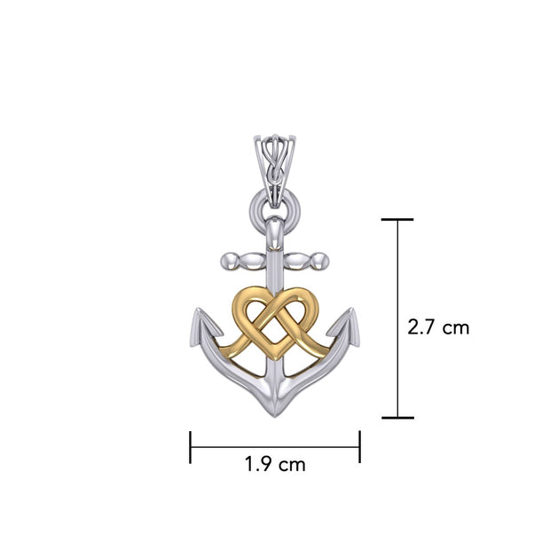 Celtic Heart With Anchor Silver With 14K Gold Accent Pendant MPD6056