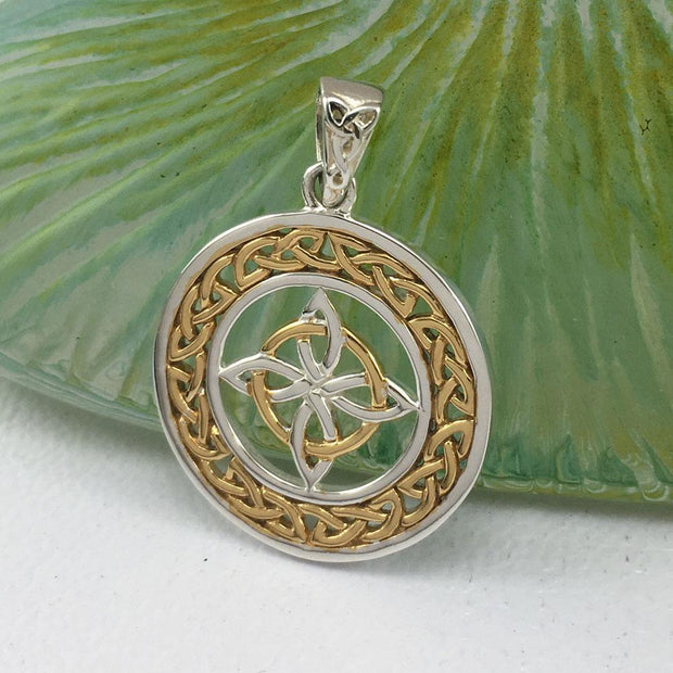 Celtic Knotwork Sterling Silver Pendant Jewelry with Gold accent MPD728