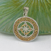 Celtic Knotwork Sterling Silver Pendant Jewelry with Gold accent MPD728