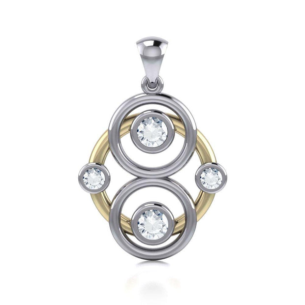 Celtic Four Point Knot Silver, Gold & Gemstone Pendant MPD809