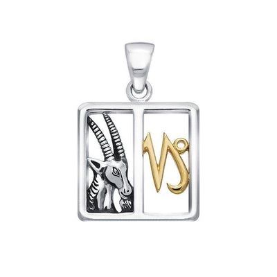 Capricorn Zodiac Symbol Silver Pendant MPD911