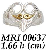 Life’s inspirational harmony ~ Sterling Silver Celtic Triquetra Ring with 14k Gold Accent MRI637