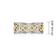 A marvelous vision of Celtic tradition ~ Celtic Knotwork Sterling Silver Ring with 14k Gold Accent MRI1205
