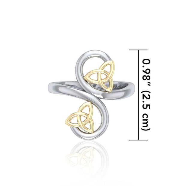 Celtic Trinity Knot Spiral Silver and Gold Ring MRI1786