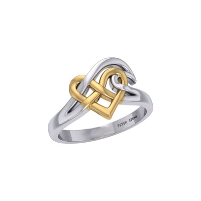 Celtic Wave Heart Silver With 14K Gold Accent Ring MRI2399
