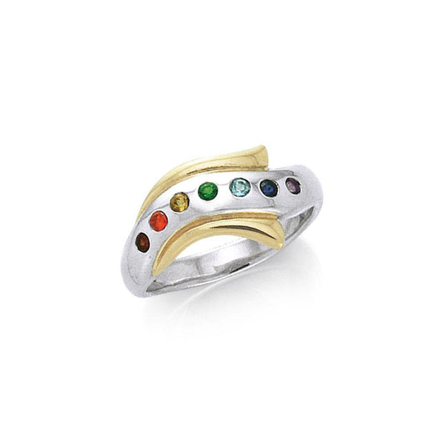 Silver and Gold Chakra Ring MRI489