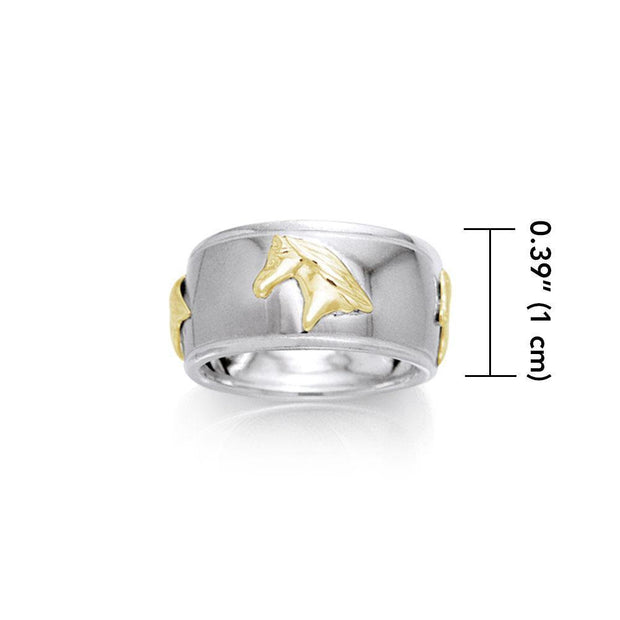 Friesian Horse Silver & Gold Ring MRI622