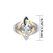 Celtic Four Point Knot Silver & Gold Ring MRI656 Ring