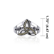 Braided Celtic Trinity ~ Sterling Silver Knot Ring with 18k Gold accent MRI657