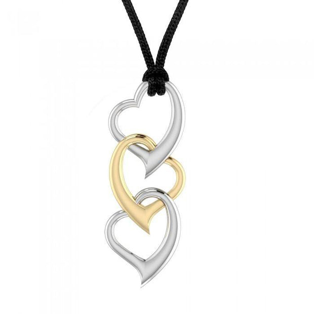 Triple Heart Silver and Gold Necklace MSE423