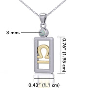 Libra Zodiac Sign Silver and Gold Pendant with Opal and Chain Jewelry Set MSE790