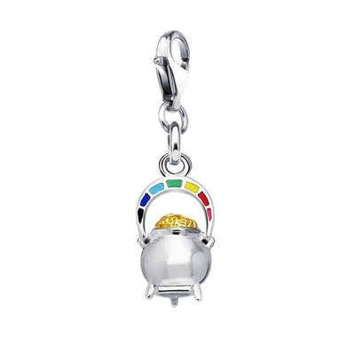 A rainbow pot of gold ~ Sterling Silver Goddess Danu Clip Charm with 14k Gold accent MWC045