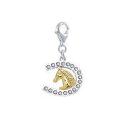 Horseshoe with Gems Silver and Gold Clip Charm MWC163