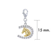 Horseshoe with Gems Silver and Gold Clip Charm MWC163 - Wholesale Jewelry