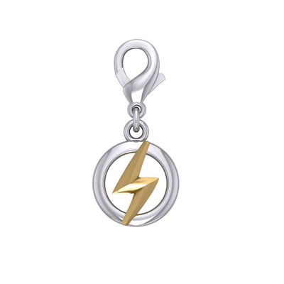 Zeus God Lightning Bolt Silver and Gold Clip on Charm MWC173