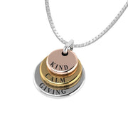 3 Words That Matter Triple Round Yellow Gold, Rose Gold and Silver Charm OSE757P Custom Word Set
