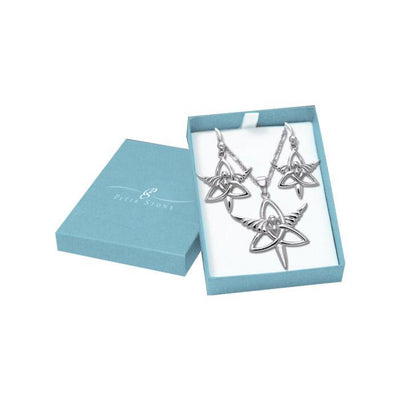 Captured by the Grace of the Trinity Knot Angel ~ Sterling Silver Jewelry SET005