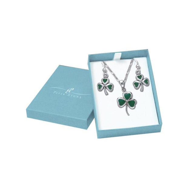 Make your wish in a shamrock ~ Sterling Silver Jewelry SET054