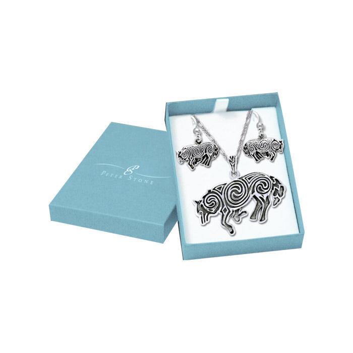 Brigid Ashwood Fierce Wolf Silver Pendant Chain and Earrings Box Set SET068