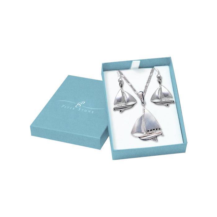 Sail Far with the Majestic Schooner ~ Sterling Silver Jewelry SET071