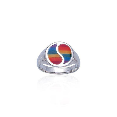 Rainbow Yin Yang Silver Ring SM078