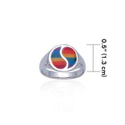 Rainbow Yin Yang Silver Ring SM078