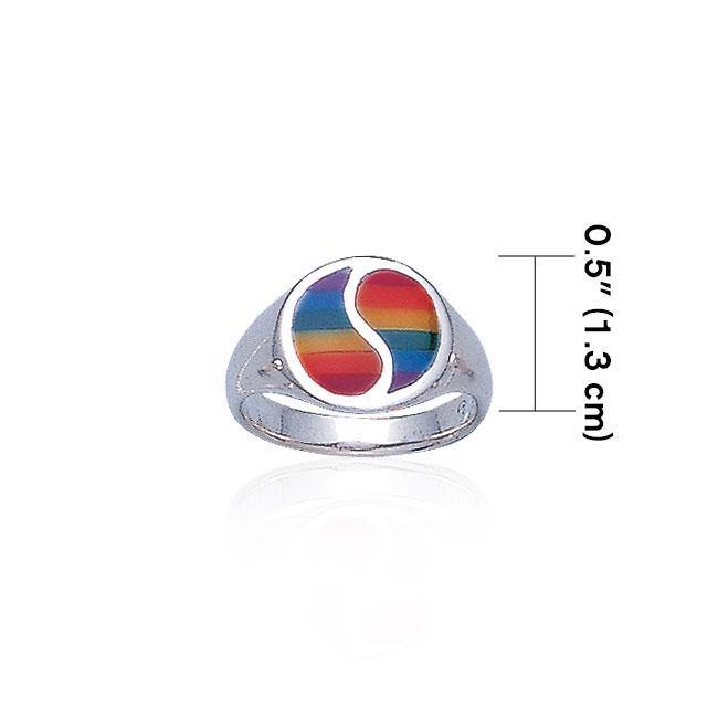Rainbow Yin Yang Silver Ring SM078 Ring