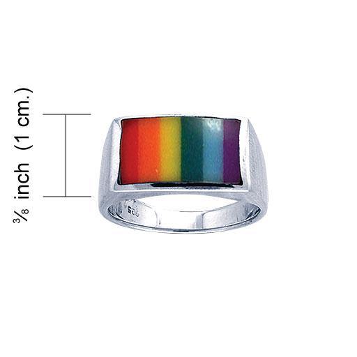 Rectangular Rainbow Silver Ring SM212